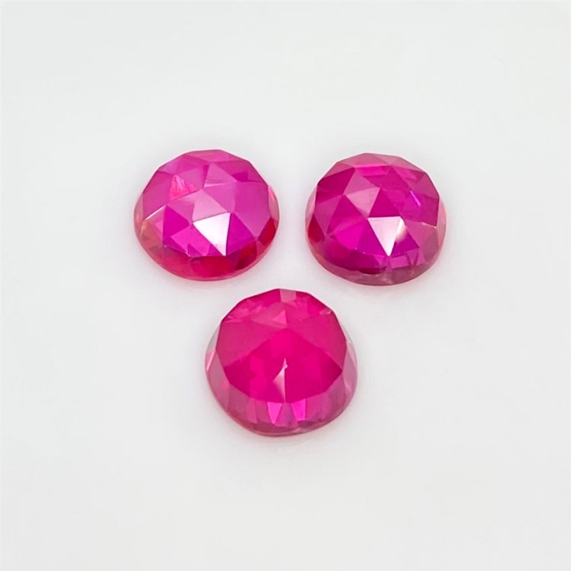  27.50 Carat Lab Ruby 12mm Rose Cut Round Shape AAA Grade Cabochons Parcel - Total 3 Pcs.