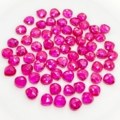  86.20 Cts. Lab Ruby 6mm Rose Cut Heart Shape AAA Grade Cabochons Parcel - Total 67 Pcs.