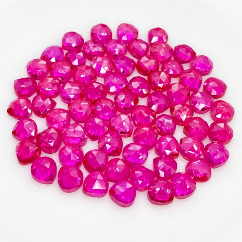  86.20 Cts. Lab Ruby 6mm Rose Cut Heart Shape AAA Grade Cabochons Parcel - Total 67 Pcs.