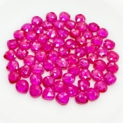  86.20 Cts. Lab Ruby 6mm Rose Cut Heart Shape AAA Grade Cabochons Parcel - Total 67 Pcs.