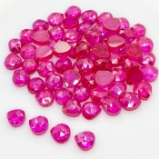  86.20 Cts. Lab Ruby 6mm Rose Cut Heart Shape AAA Grade Cabochons Parcel - Total 67 Pcs.