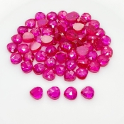  86.20 Cts. Lab Ruby 6mm Rose Cut Heart Shape AAA Grade Cabochons Parcel - Total 67 Pcs.