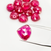  107.70 Cts. Lab Ruby 12mm Rose Cut Heart Shape AAA Grade Cabochons Parcel - Total 13 Pcs.