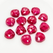  107.70 Cts. Lab Ruby 12mm Rose Cut Heart Shape AAA Grade Cabochons Parcel - Total 13 Pcs.
