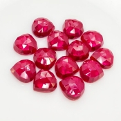  107.70 Cts. Lab Ruby 12mm Rose Cut Heart Shape AAA Grade Cabochons Parcel - Total 13 Pcs.