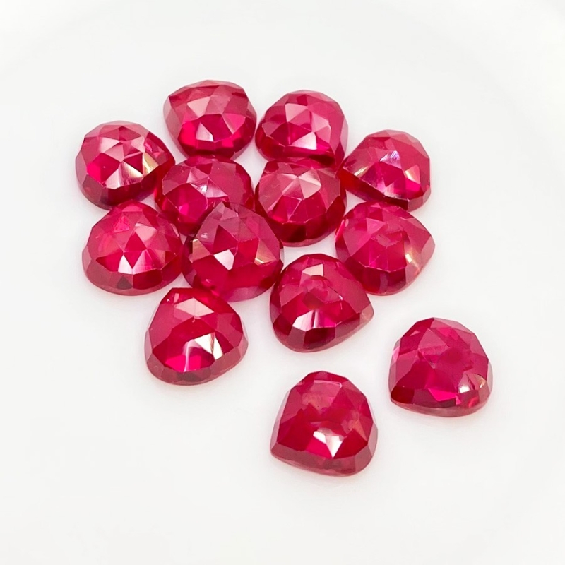 107.70 Cts. Lab Ruby 12mm Rose Cut Heart Shape AAA Grade Cabochons Parcel - Total 13 Pcs.