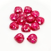  107.70 Cts. Lab Ruby 12mm Rose Cut Heart Shape AAA Grade Cabochons Parcel - Total 13 Pcs.