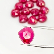  106.45 Cts. Lab Ruby 12mm Rose Cut Heart Shape AAA Grade Cabochons Parcel - Total 13 Pcs.