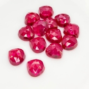  106.45 Cts. Lab Ruby 12mm Rose Cut Heart Shape AAA Grade Cabochons Parcel - Total 13 Pcs.