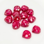  106.45 Cts. Lab Ruby 12mm Rose Cut Heart Shape AAA Grade Cabochons Parcel - Total 13 Pcs.