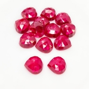  106.45 Cts. Lab Ruby 12mm Rose Cut Heart Shape AAA Grade Cabochons Parcel - Total 13 Pcs.