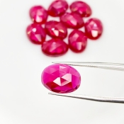  76.35 Cts. Lab Ruby 14x10mm Rose Cut Oval Shape AAA Grade Cabochons Parcel - Total 10 Pcs.