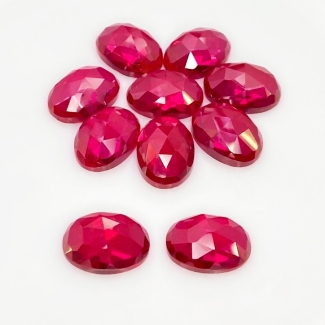  76.35 Cts. Lab Ruby 14x10mm Rose Cut Oval Shape AAA Grade Cabochons Parcel - Total 10 Pcs.