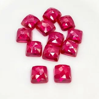 Lab Ruby Rose Cut Square Cushion Shape AAA Grade Cabochon Parcel - 10mm - 12 Pc. - 88.30 Cts.