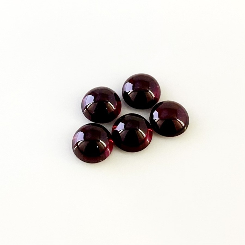 13.7 Carat Rhodolite Garnet 8mm Smooth Round Shape AA+ Grade Cabochons Parcel - Total 5 Pcs.