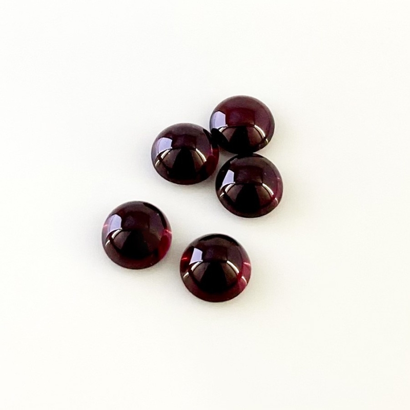 13.7 Carat Rhodolite Garnet 8mm Smooth Round Shape AA+ Grade Cabochons Parcel - Total 5 Pcs.