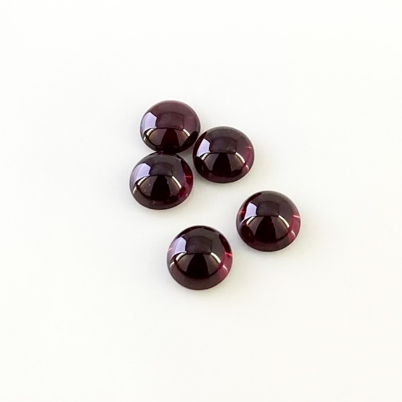13.7 Carat Rhodolite Garnet 8mm Smooth Round Shape AA+ Grade Cabochons Parcel - Total 5 Pcs.