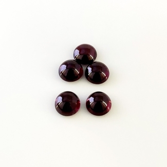 13.7 Carat Rhodolite Garnet 8mm Smooth Round Shape AA+ Grade Cabochons Parcel - Total 5 Pcs.