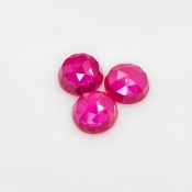  21.35 Carat Lab Ruby 11mm Rose Cut Round Shape AAA Grade Cabochons Parcel - Total 3 Pcs.