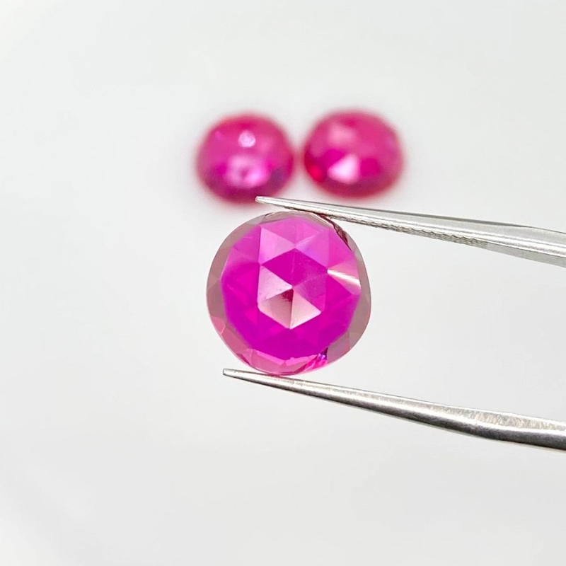  21.35 Carat Lab Ruby 11mm Rose Cut Round Shape AAA Grade Cabochons Parcel - Total 3 Pcs.