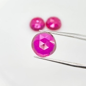  21.35 Carat Lab Ruby 11mm Rose Cut Round Shape AAA Grade Cabochons Parcel - Total 3 Pcs.