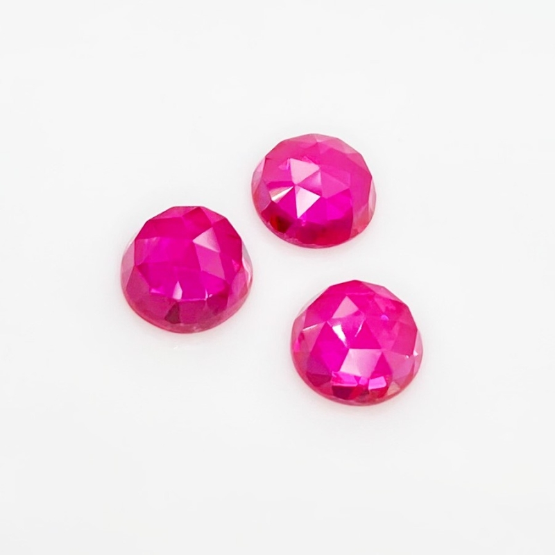  21.35 Carat Lab Ruby 11mm Rose Cut Round Shape AAA Grade Cabochons Parcel - Total 3 Pcs.