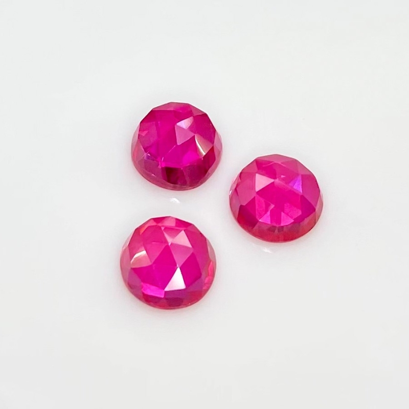  21.35 Carat Lab Ruby 11mm Rose Cut Round Shape AAA Grade Cabochons Parcel - Total 3 Pcs.