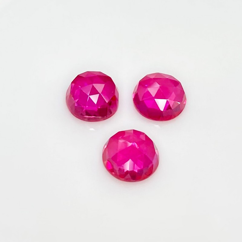  21.35 Carat Lab Ruby 11mm Rose Cut Round Shape AAA Grade Cabochons Parcel - Total 3 Pcs.