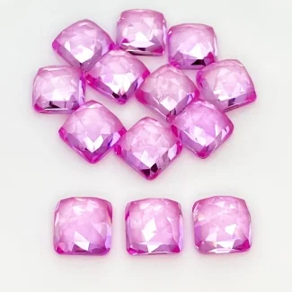  95.40 Cts. Lab Pink Sapphire 10mm Rose Cut Square Cushion Shape AAA Grade Cabochons Parcel - Total 13 Pcs.