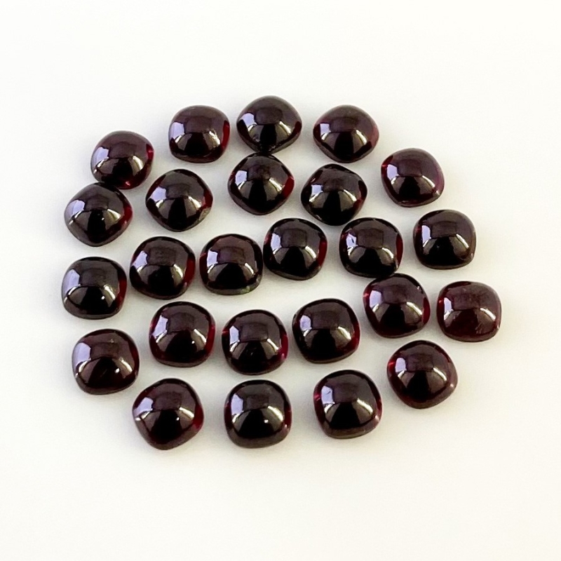 40.15 Carat Rhodolite Garnet 6mm Smooth Square Cushion Shape A Grade Cabochons Parcel - Total 25 Pcs.