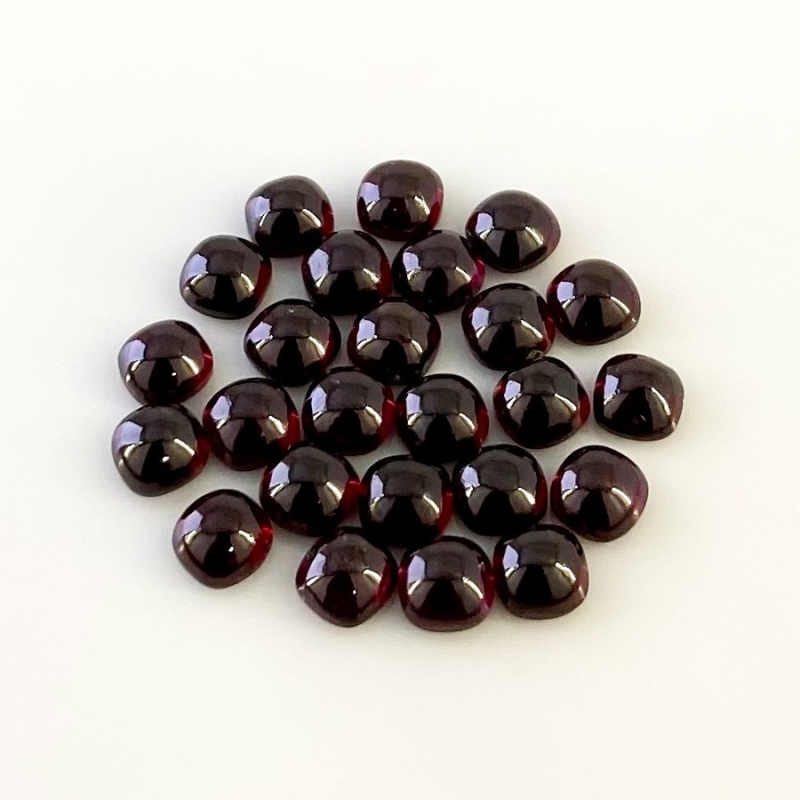 40.15 Carat Rhodolite Garnet 6mm Smooth Square Cushion Shape A Grade Cabochons Parcel - Total 25 Pcs.