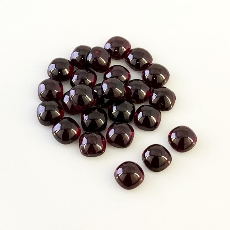 40.15 Carat Rhodolite Garnet 6mm Smooth Square Cushion Shape A Grade Cabochons Parcel - Total 25 Pcs.