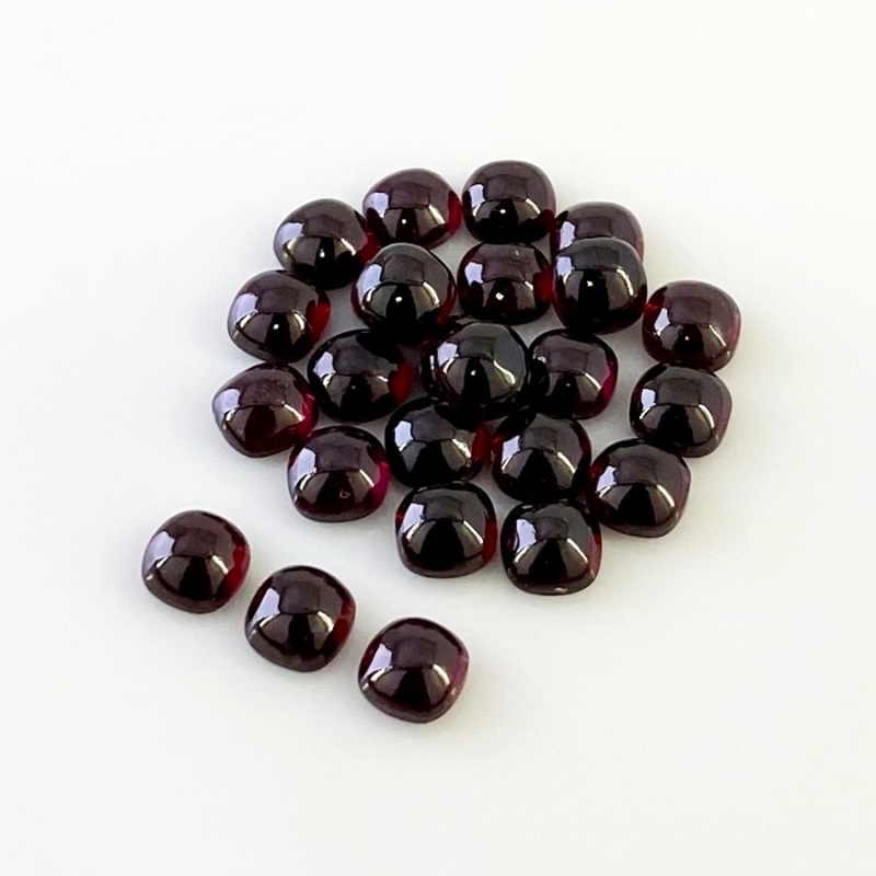 40.15 Carat Rhodolite Garnet 6mm Smooth Square Cushion Shape A Grade Cabochons Parcel - Total 25 Pcs.