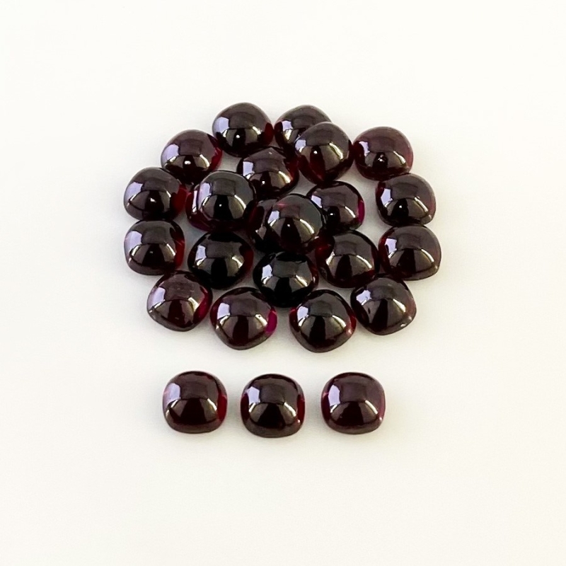 40.15 Carat Rhodolite Garnet 6mm Smooth Square Cushion Shape A Grade Cabochons Parcel - Total 25 Pcs.