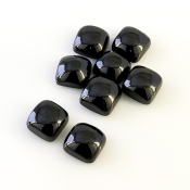 57.45 Carat Black Spinel 10mm Smooth Square Cushion Shape AAA Grade Cabochons Parcel - Total 8 Pcs.