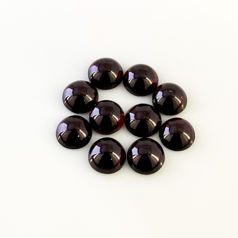 26.02 Carat Rhodolite Garnet 8mm Smooth Round Shape A Grade Cabochons Parcel - Total 10 Pcs.