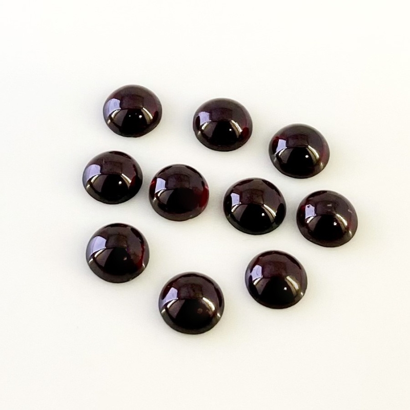 26.02 Carat Rhodolite Garnet 8mm Smooth Round Shape A Grade Cabochons Parcel - Total 10 Pcs.
