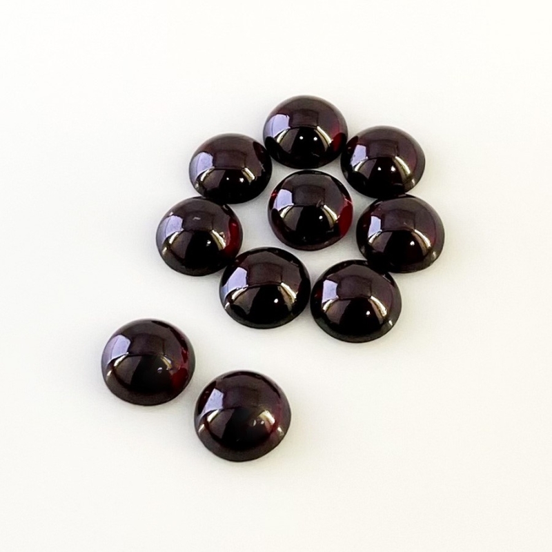 26.02 Carat Rhodolite Garnet 8mm Smooth Round Shape A Grade Cabochons Parcel - Total 10 Pcs.