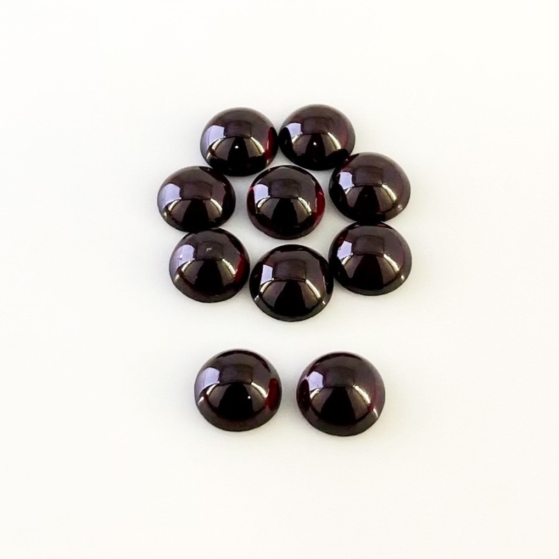 26.02 Carat Rhodolite Garnet 8mm Smooth Round Shape A Grade Cabochons Parcel - Total 10 Pcs.
