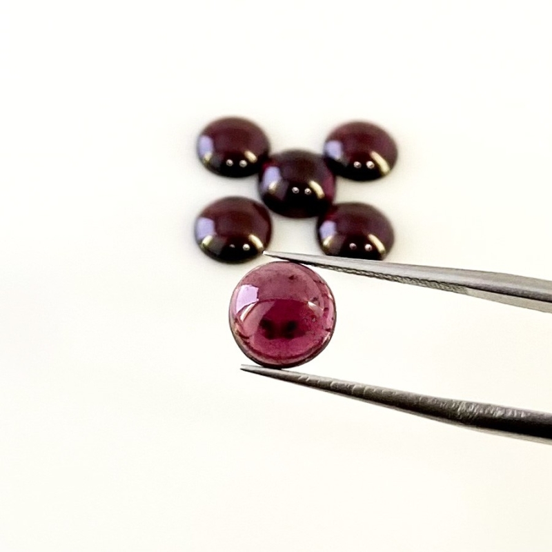 12.68 Carat Rhodolite Garnet 8mm Smooth Round Shape A Grade Cabochons Parcel - Total 6 Pcs.