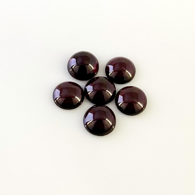 12.68 Carat Rhodolite Garnet 8mm Smooth Round Shape A Grade Cabochons Parcel - Total 6 Pcs.