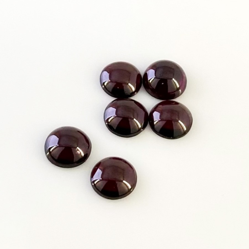 12.68 Carat Rhodolite Garnet 8mm Smooth Round Shape A Grade Cabochons Parcel - Total 6 Pcs.
