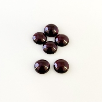 12.68 Carat Rhodolite Garnet 8mm Smooth Round Shape A Grade Cabochons Parcel - Total 6 Pcs.