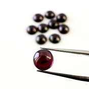 29.1 Carat Rhodolite Garnet 8mm Smooth Round Shape A Grade Cabochons Parcel - Total 10 Pcs.