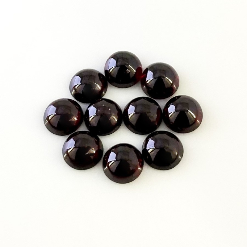 29.1 Carat Rhodolite Garnet 8mm Smooth Round Shape A Grade Cabochons Parcel - Total 10 Pcs.