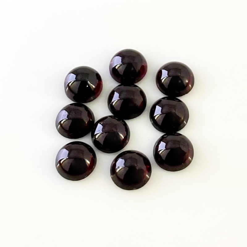 29.1 Carat Rhodolite Garnet 8mm Smooth Round Shape A Grade Cabochons Parcel - Total 10 Pcs.