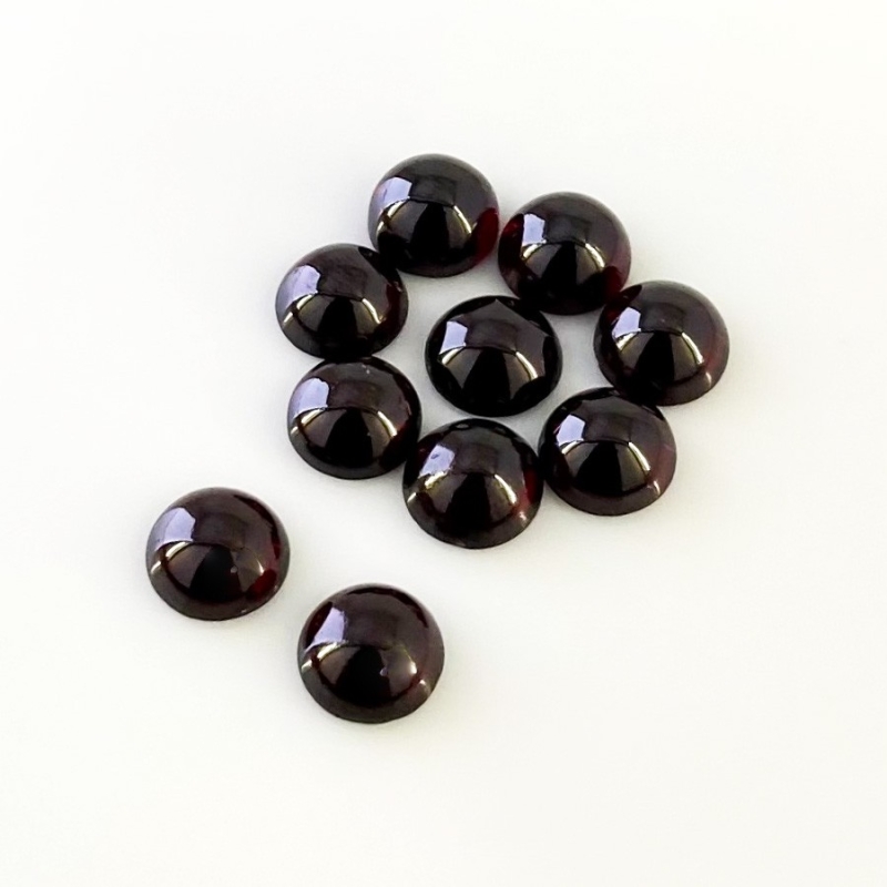 29.1 Carat Rhodolite Garnet 8mm Smooth Round Shape A Grade Cabochons Parcel - Total 10 Pcs.