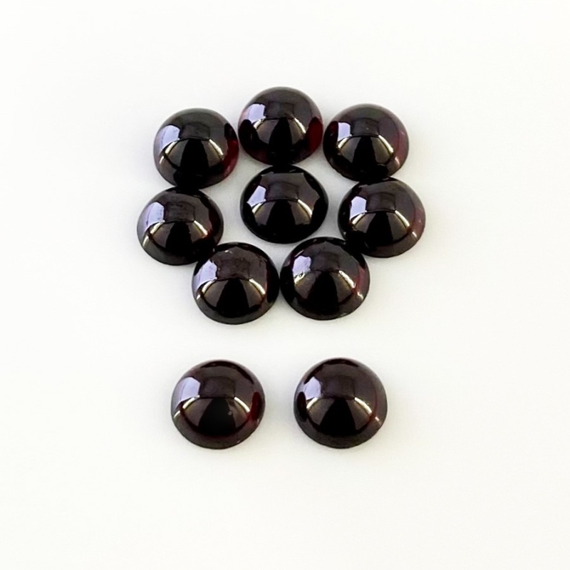 29.1 Carat Rhodolite Garnet 8mm Smooth Round Shape A Grade Cabochons Parcel - Total 10 Pcs.