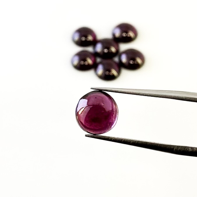 16.86 Carat Rhodolite Garnet 8mm Smooth Round Shape A Grade Cabochons Parcel - Total 7 Pcs.