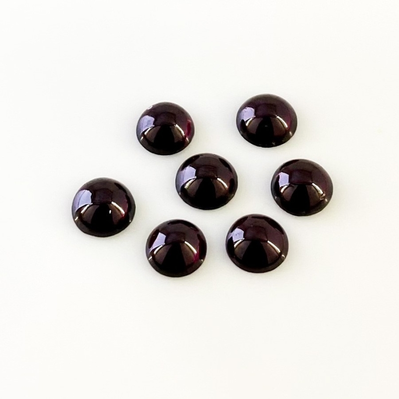 16.86 Carat Rhodolite Garnet 8mm Smooth Round Shape A Grade Cabochons Parcel - Total 7 Pcs.